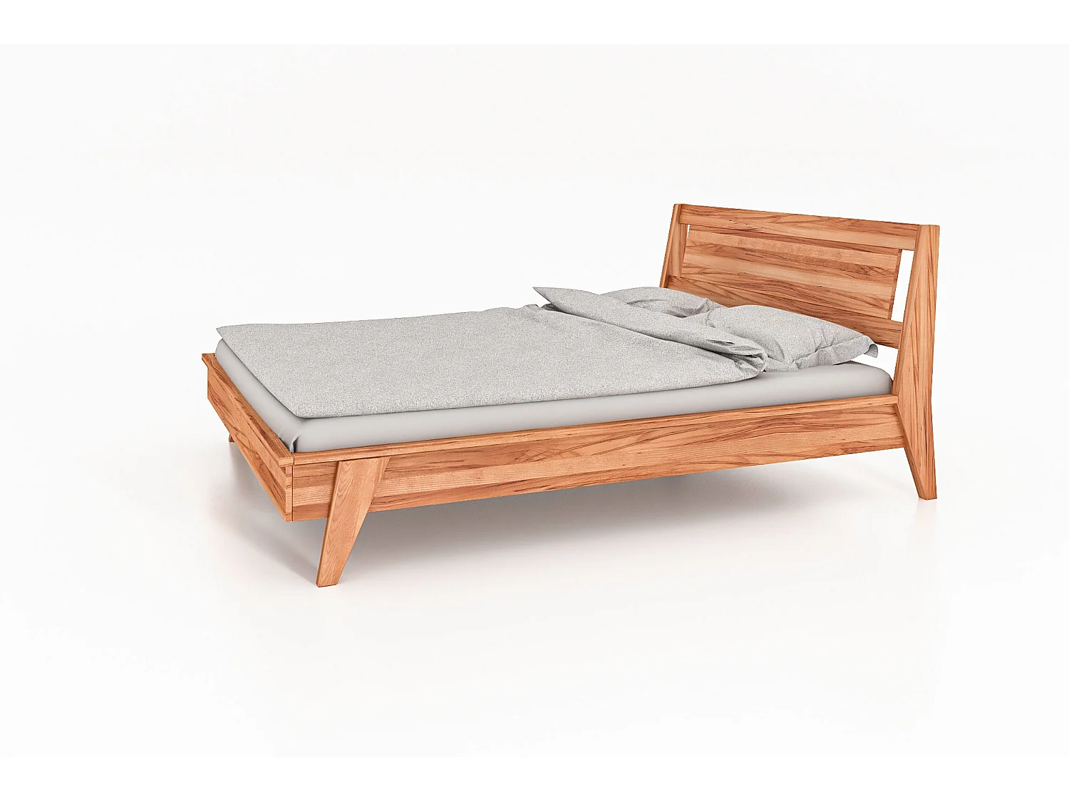 RETRO - Bettgestell mit Holzkopfteil 120 x 200 aus Kernbuche naturgeölt