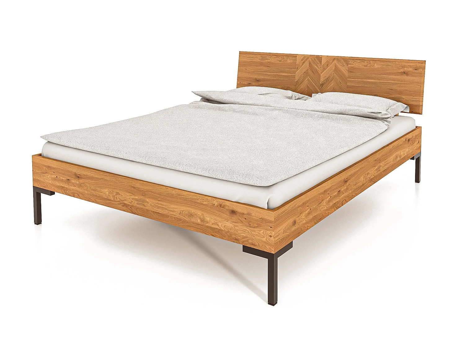 ABIES - Bettgestell mit Holzkopfteil 160 x 200 aus Wildeiche naturgeölt
