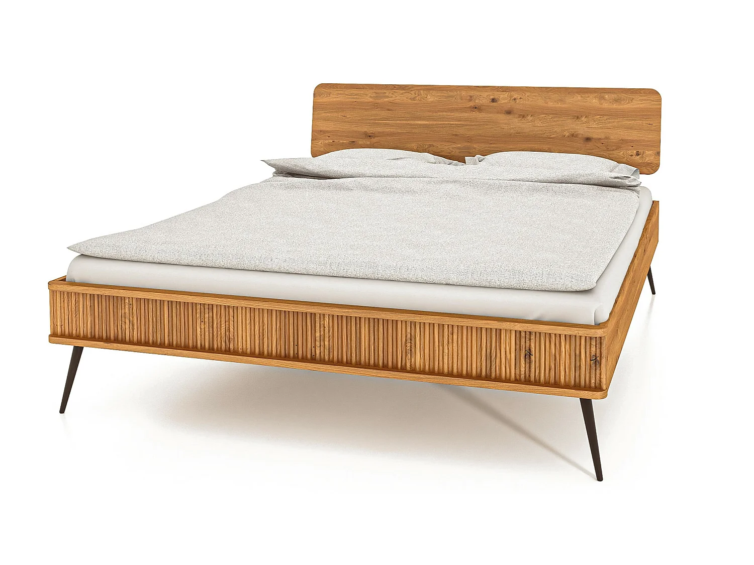 KULA - Bettgestell mit Holzkopfteil 160 x 200 aus Wildeiche naturgeölt
