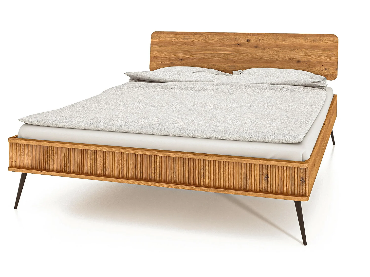 KULA - Bettgestell mit Holzkopfteil 160 x 200 aus Wildeiche naturgeölt