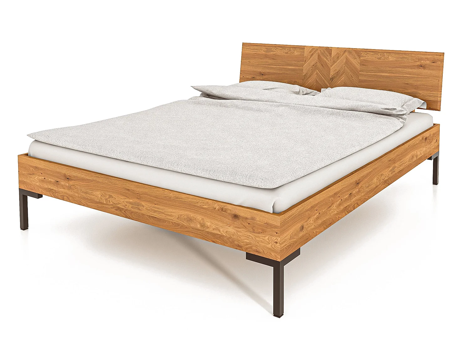 ABIES - Bettgestell mit Holzkopfteil 100 x 200 aus Wildeiche naturgeölt