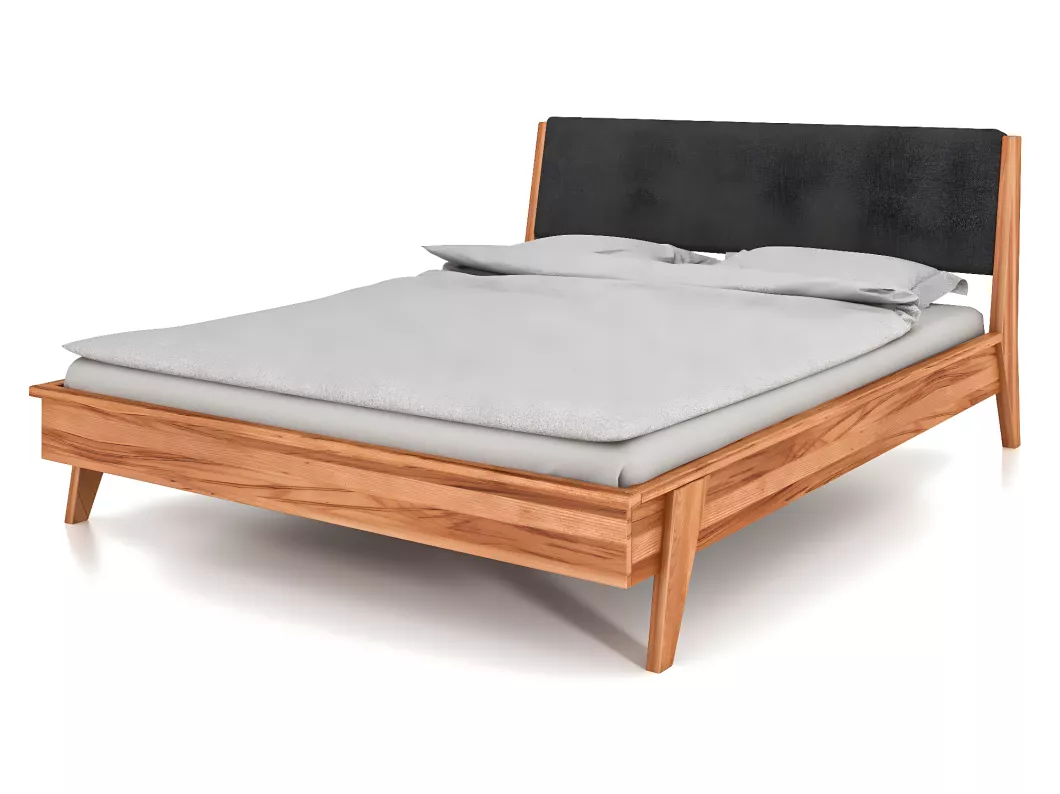 Kauf Unique RETRO - Bett mit Polsterkopfteil 160 x 200 aus Kernbuche naturgeölt