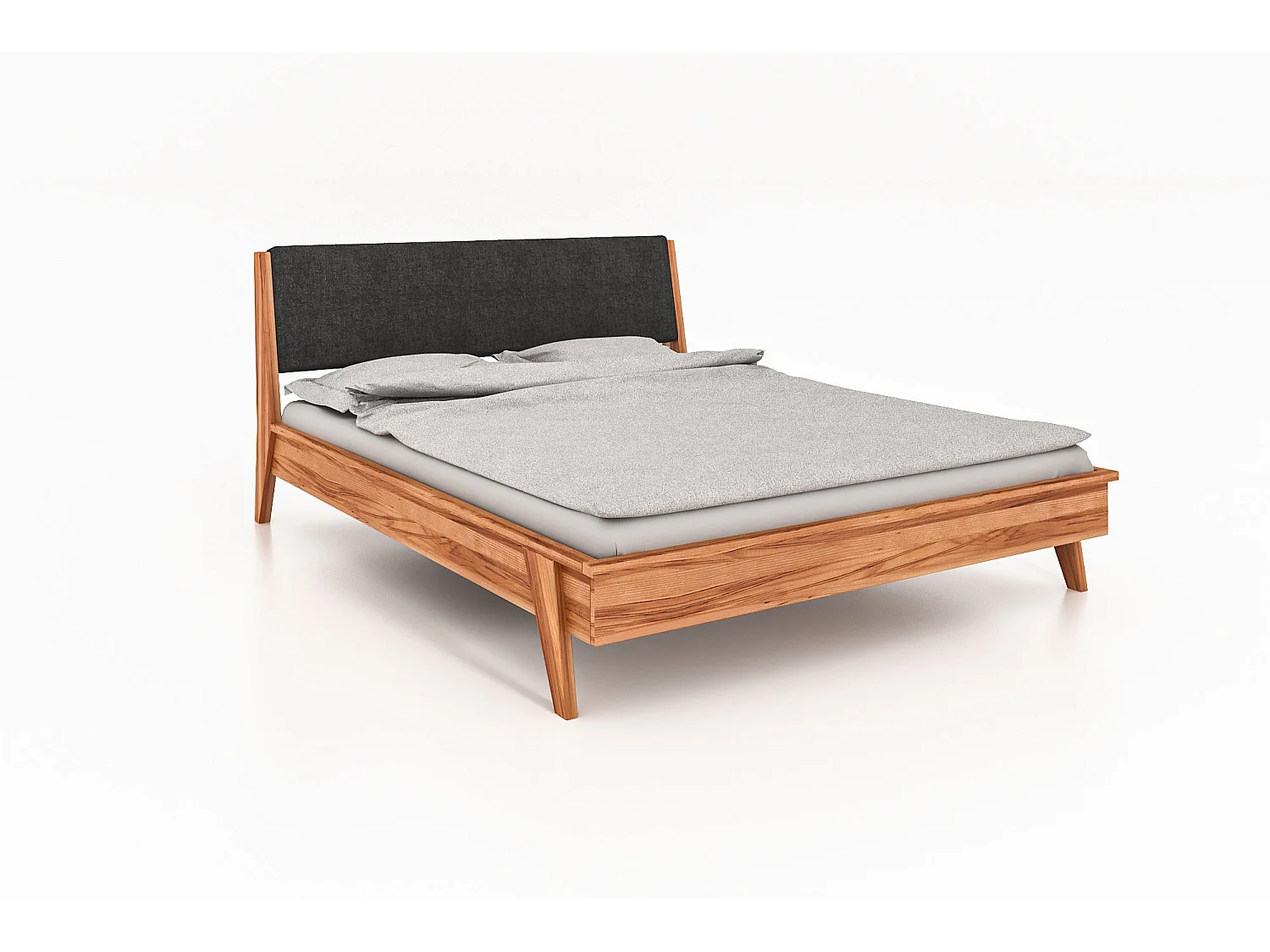 RETRO - Bett mit Polsterkopfteil 160 x 200 aus Kernbuche naturgeölt