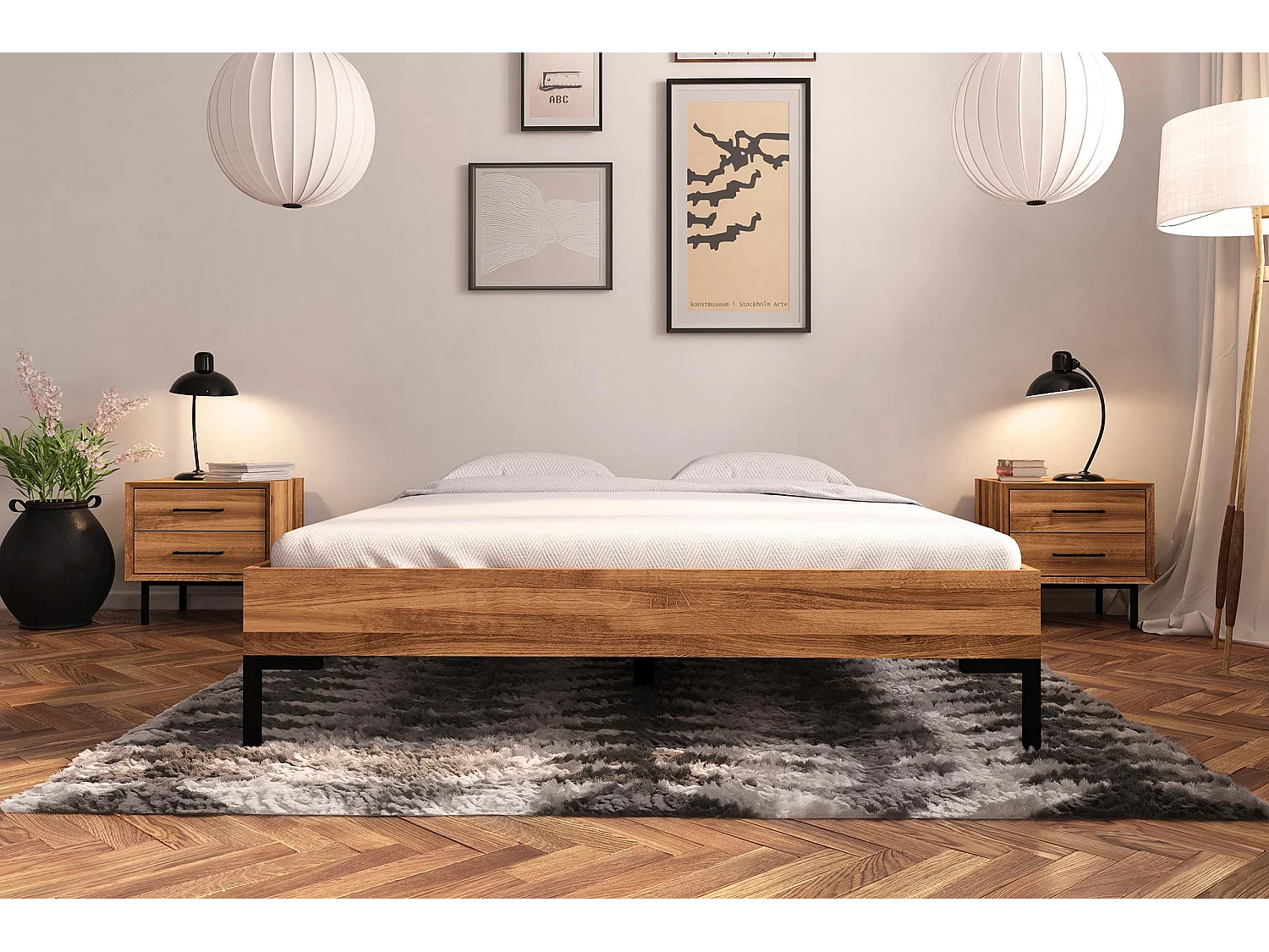 ABIES - Bettgestell ohne kopfteil 180 x 200 aus Wildeiche naturgeölt