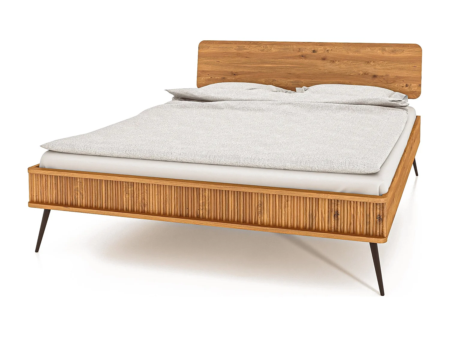 KULA - Bettgestell mit Holzkopfteil 180 x 200 aus Wildeiche naturgeölt