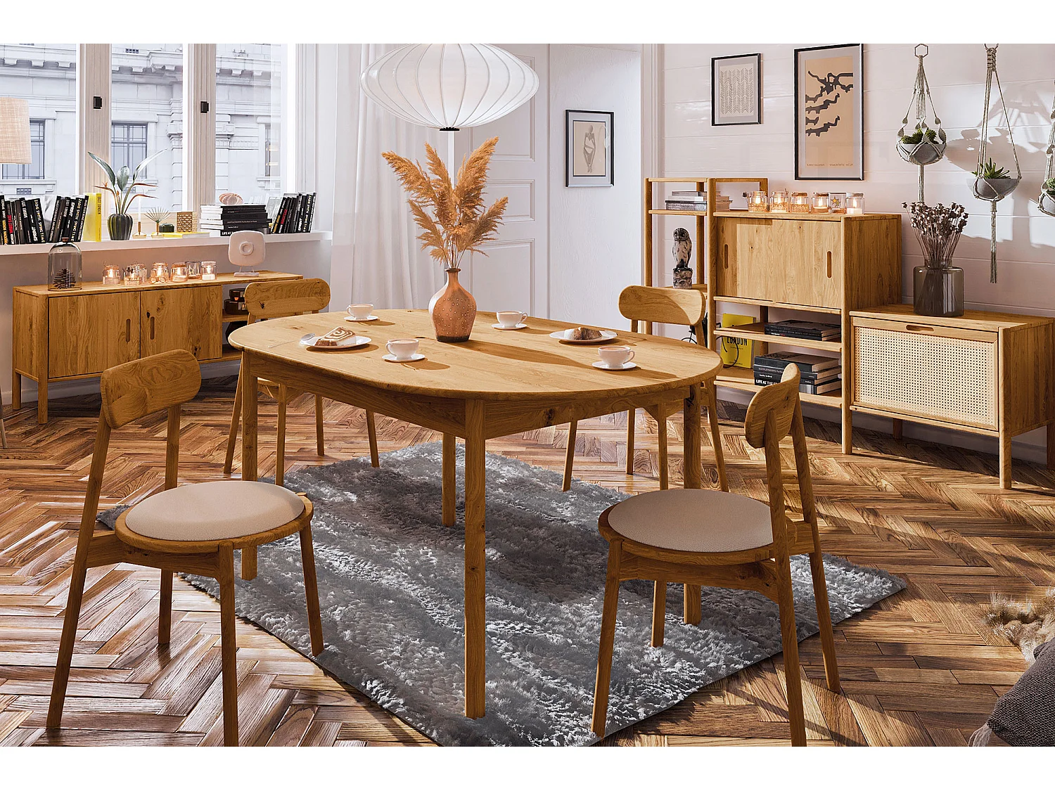 POLA - Table ovale en chêne sauvage, huilé naturel 80x200