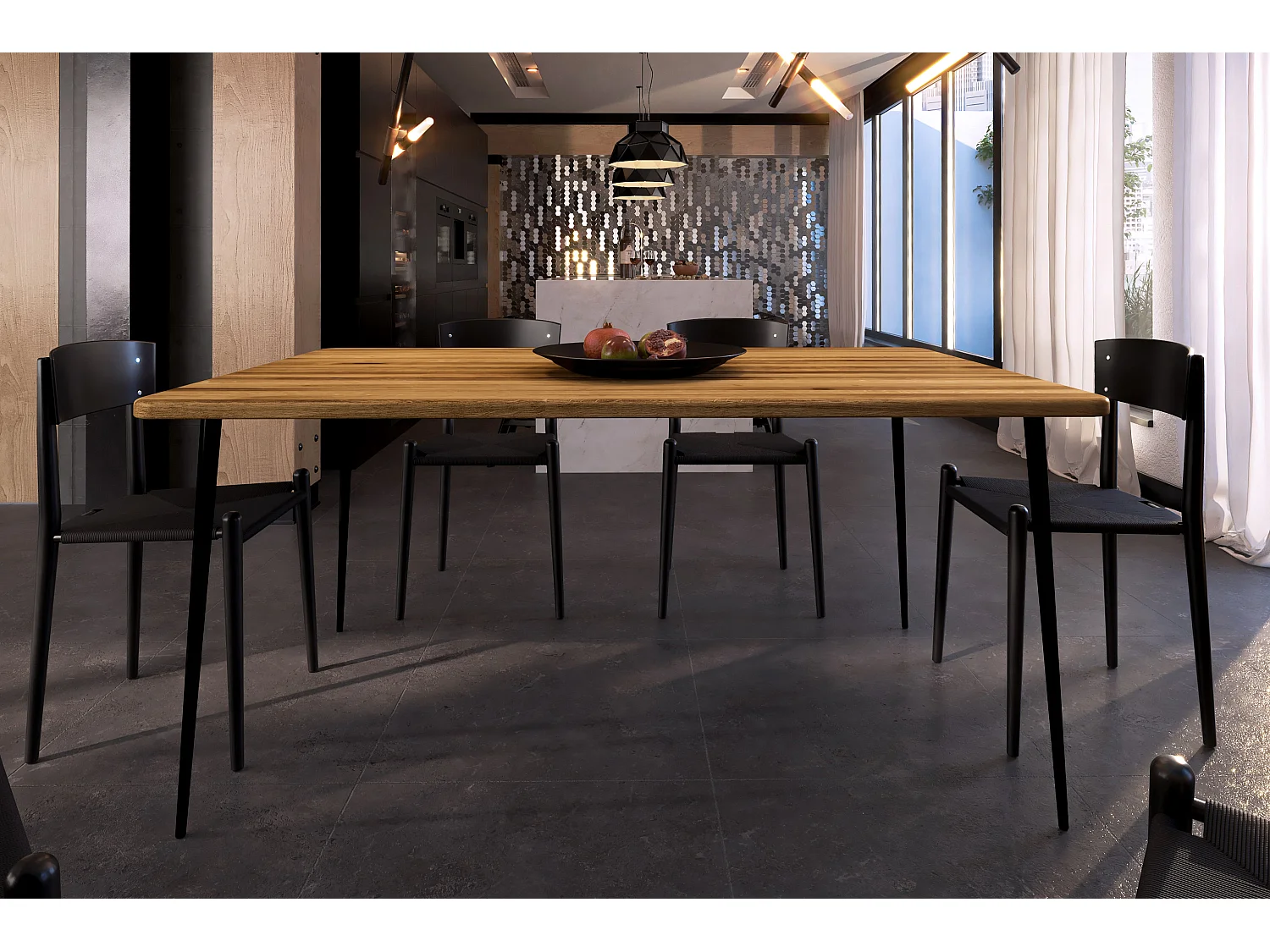 KULA - Table en chêne sauvage, huilé naturel 100x200