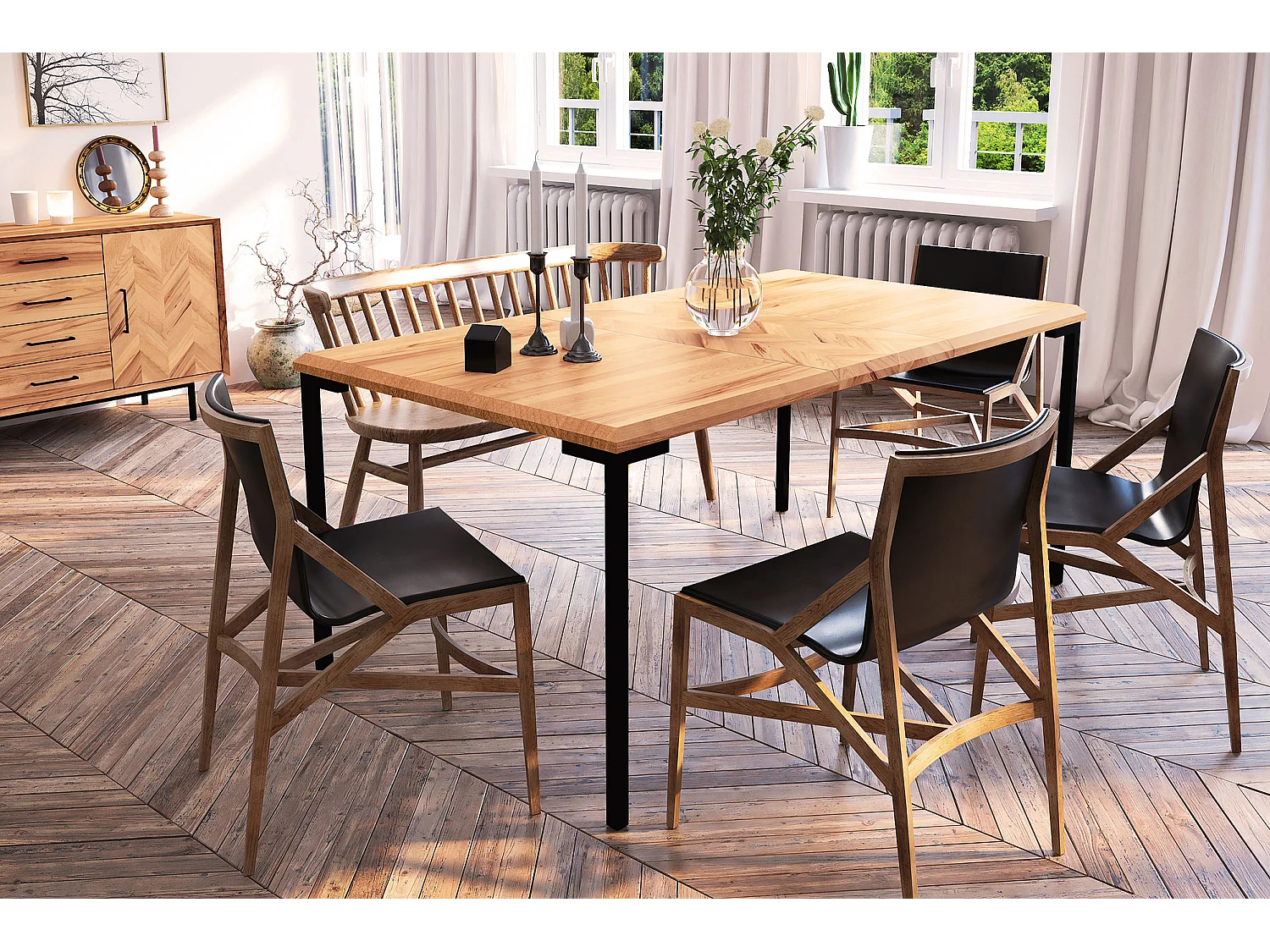 ABIES - Table en chêne sauvage, huilé naturel 100x180