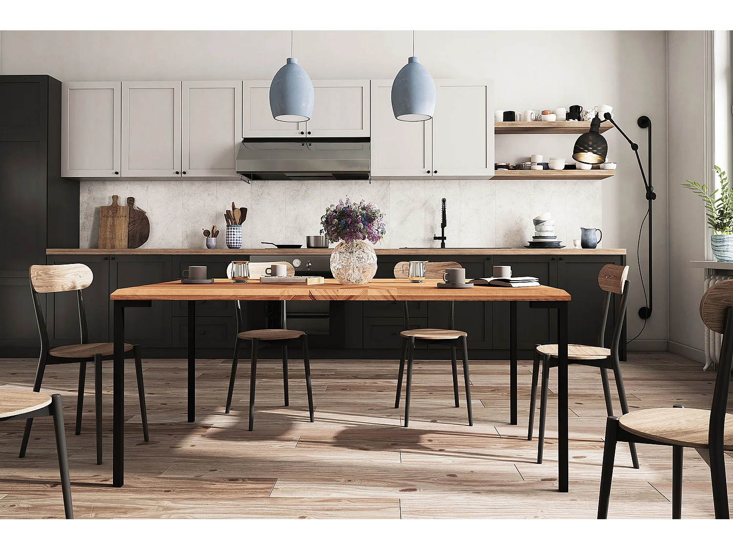 ABIES - Table en chêne sauvage, huilé naturel 100x180