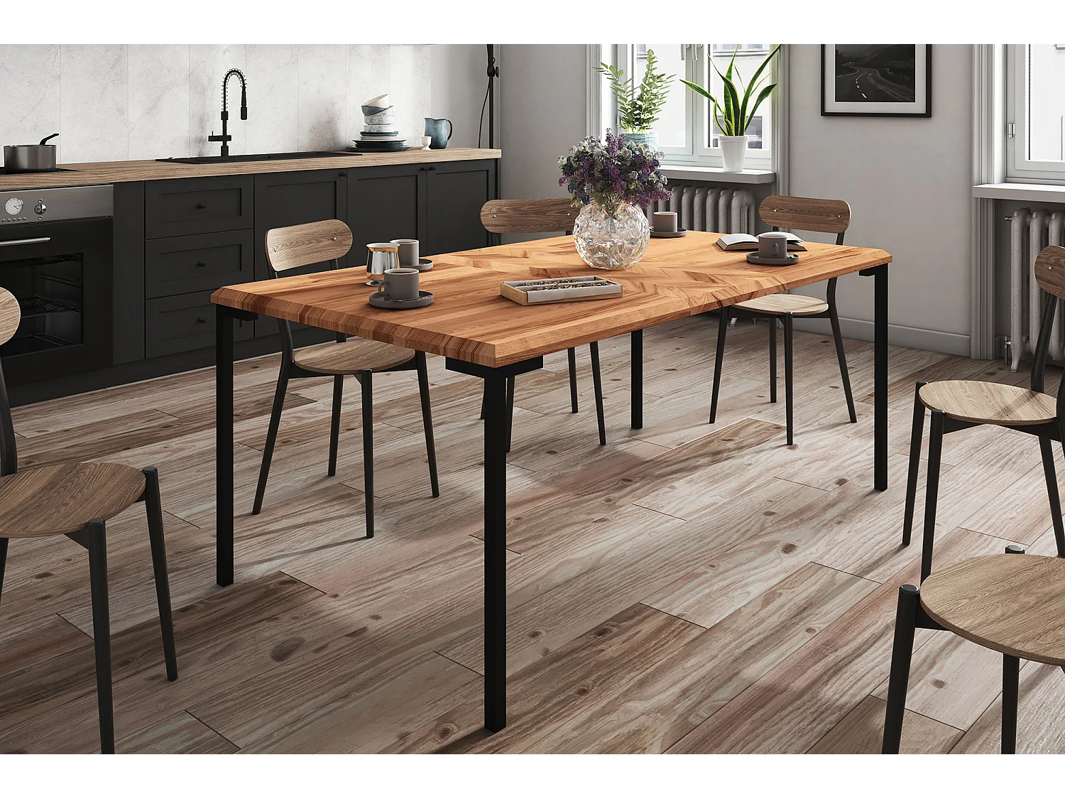 ABIES - Table en chêne sauvage, huilé naturel 100x180