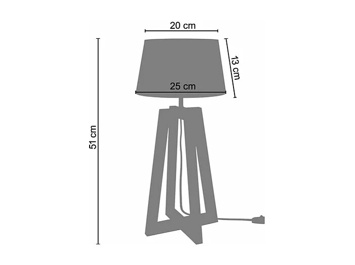Abajur TOSEL LINKOPING LT2 tecido coluna preto D25 x  H50  cm