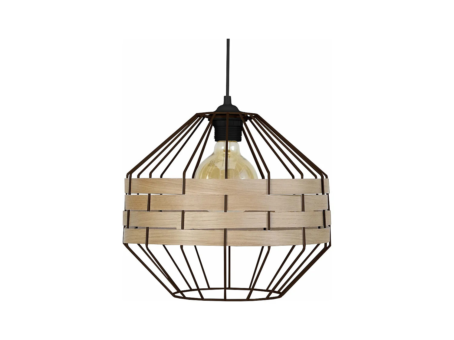 Suspension, métal marron bois chêne 85 cm.