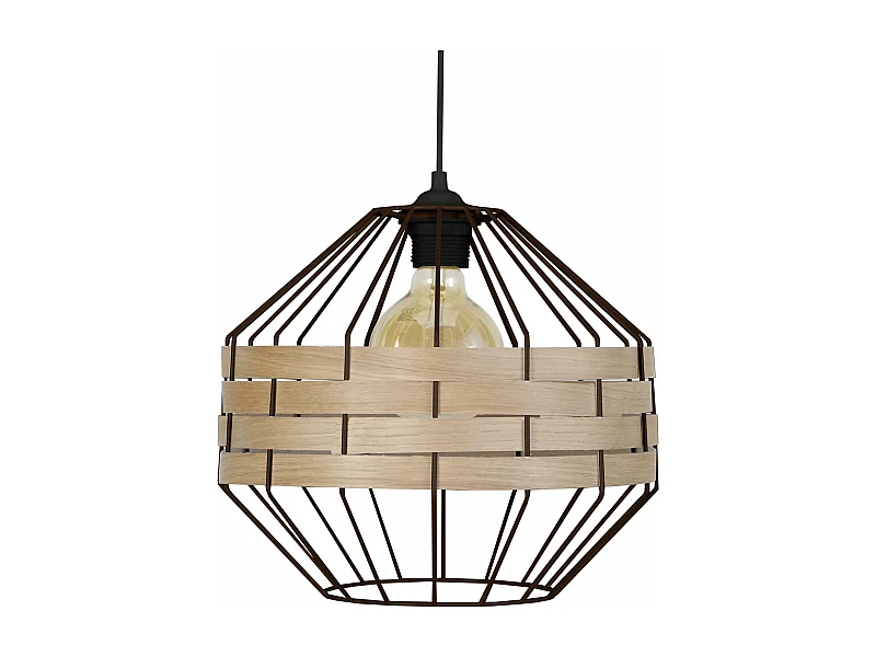 Suspension, métal marron bois chêne 85 cm.