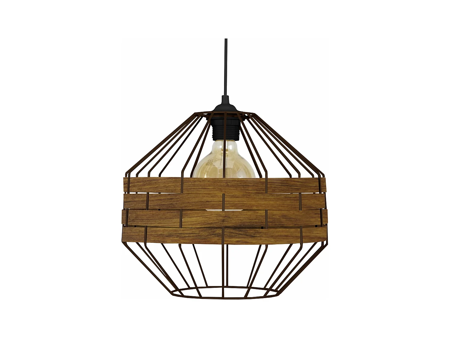 Suspension, métal marron bois africain 85 cm.