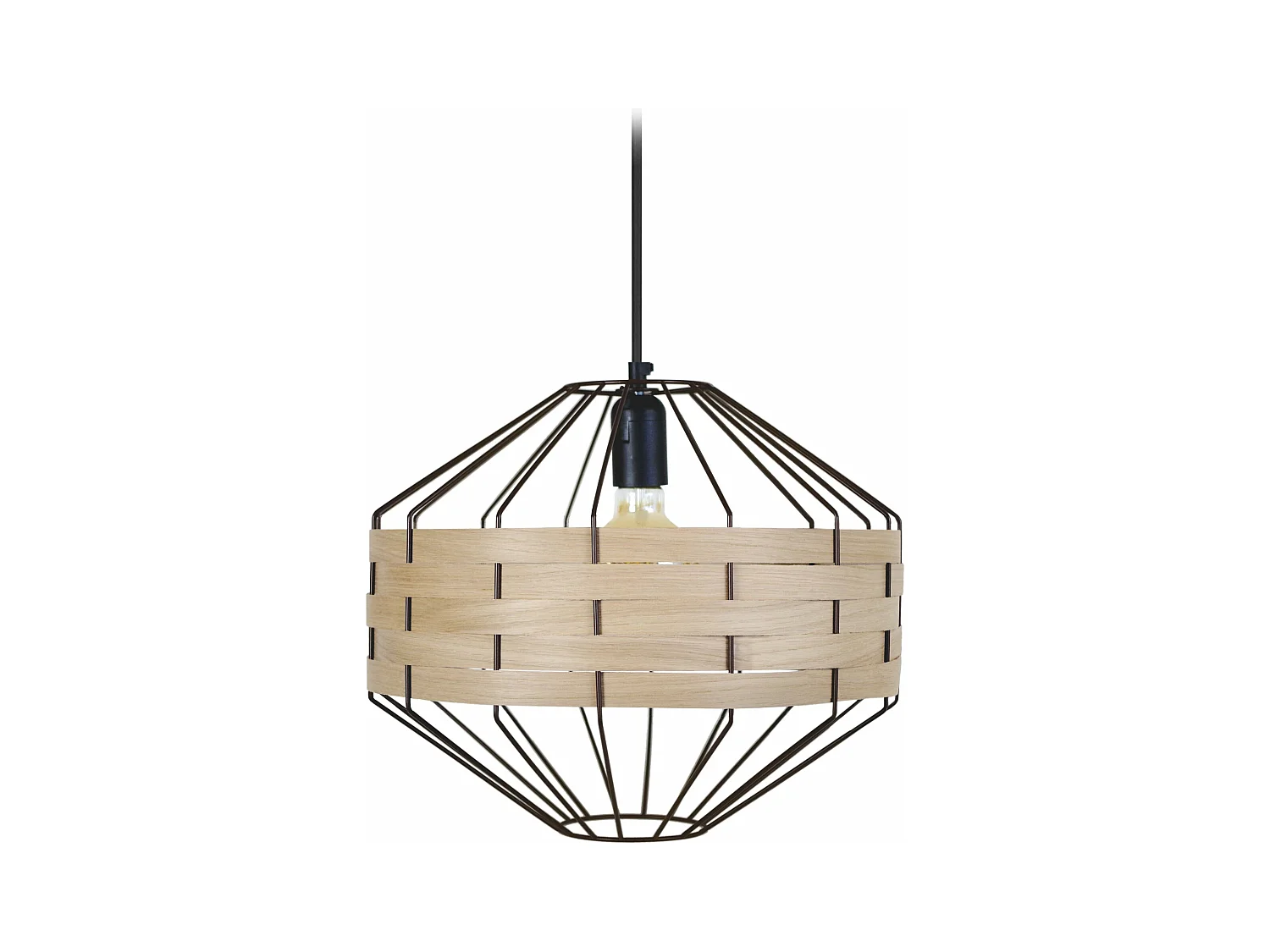 Suspension métal marron bois chêne 90 cm.