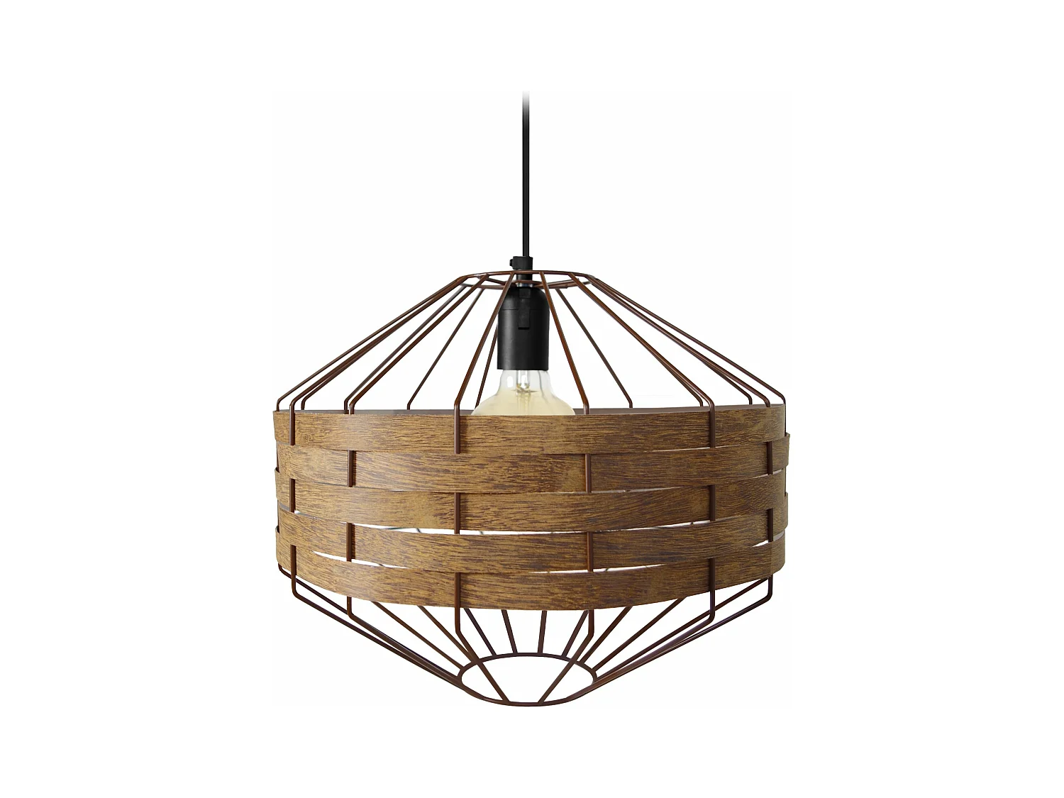 Suspension métal marron bois africain 90 cm.