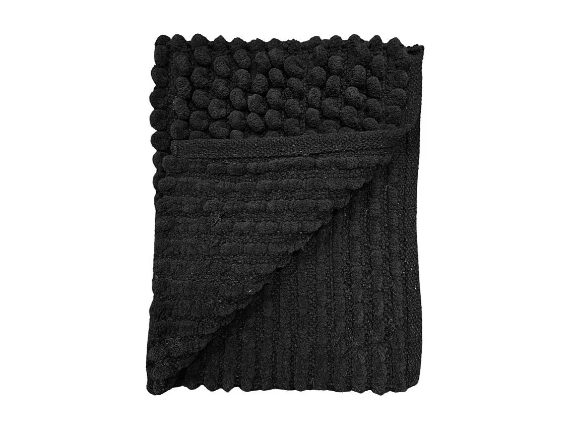 Tapis de salle de bain 40 x 60 cm mini pompon gris anthracite - MARIE