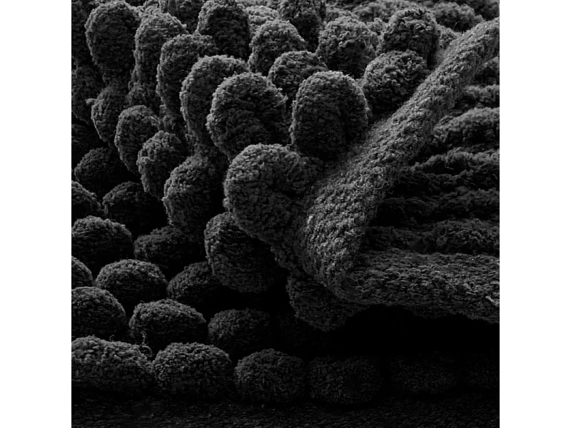 Tapis de salle de bain 40 x 60 cm mini pompon gris anthracite - MARIE