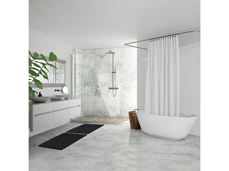 Tapis de salle de bain 40 x 60 cm mini pompon gris anthracite - MARIE