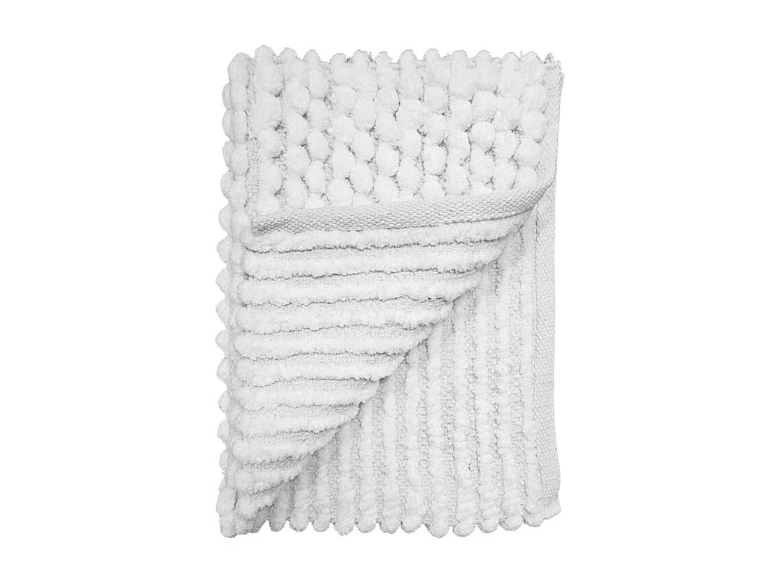 Lot 2 tapis de salle de bain 40 x 60 cm pompon blanc - MARIE