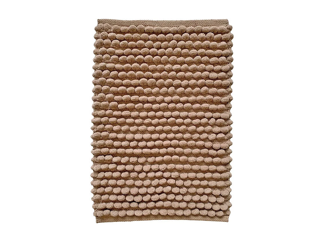 Tapis de salle de bain 40 x 60 cm mini pompon beige sable - MARIE
