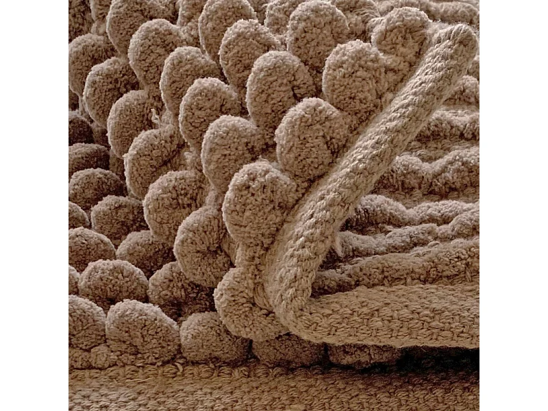 Tapis de salle de bain 40 x 60 cm mini pompon beige sable - MARIE