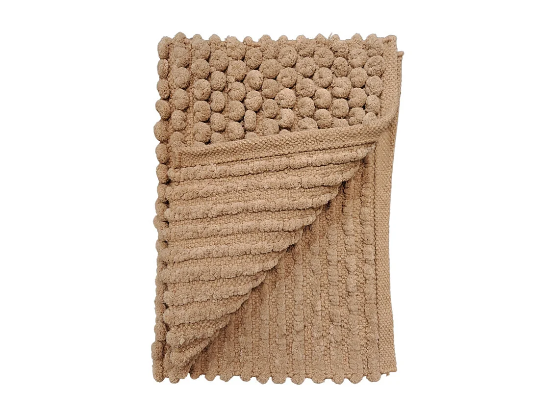 Tapis de salle de bain 40 x 60 cm mini pompon beige sable - MARIE