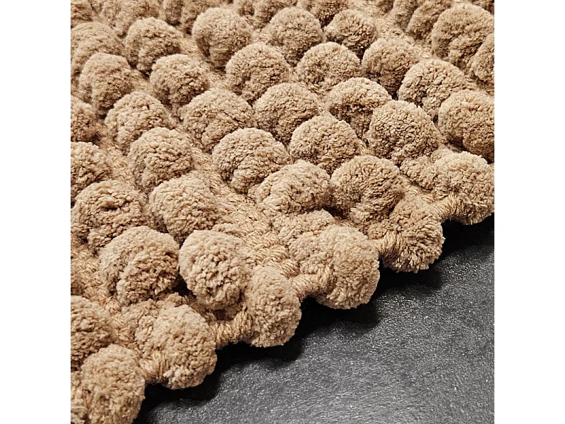 Tapis de salle de bain 40 x 60 cm mini pompon beige sable - MARIE