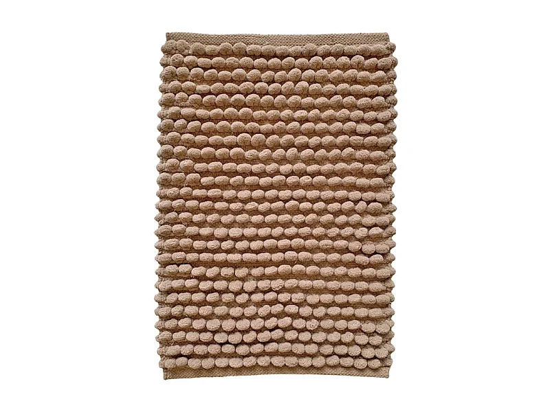 Tapis de salle de bain 40 x 60 cm mini pompon beige sable - MARIE