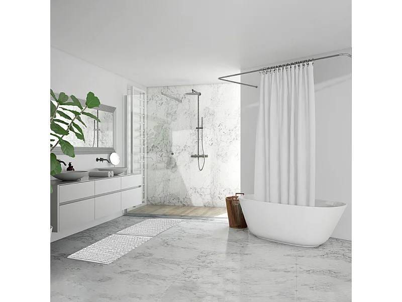 Tapis de salle de bain 40 x 60 cm mini pompon blanc - MARIE