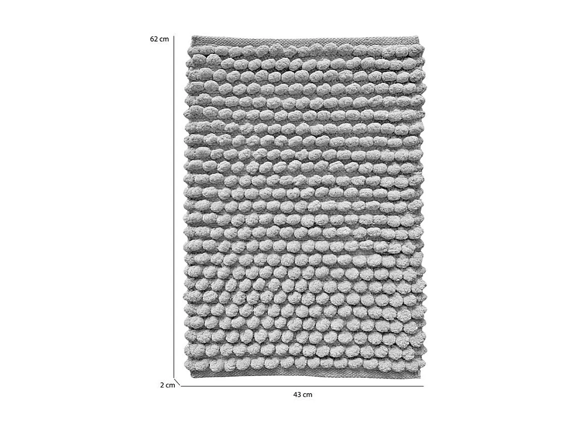 Lot 2 tapis de salle de bain 40 x 60 cm mini pompon gris - MARIE