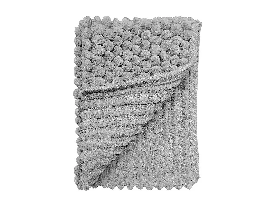 Tapis de salle de bain 40 x 60 cm mini pompon gris - MARIE
