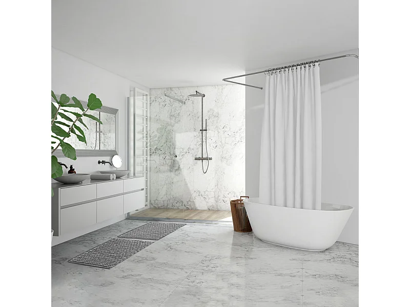 Tapis de salle de bain 40 x 60 cm mini pompon gris - MARIE