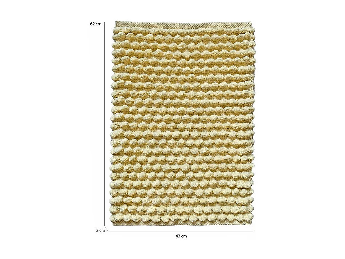 Lot 2 tapis salle de bain 40 x 60 cm pompon jaune clair - MARIE
