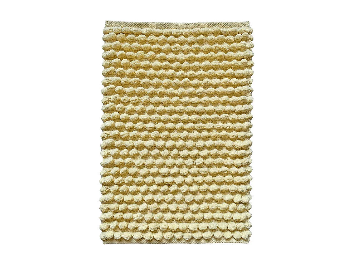 Tapis de salle de bain 40 x 60 cm pompon jaune clair - MARIE