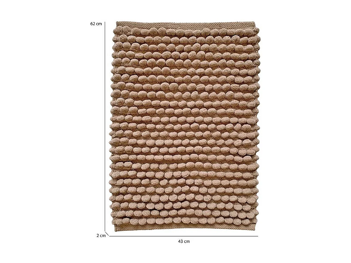 Lot 2 tapis de salle de bain 40 x 60 cm pompon beige sable - MARIE