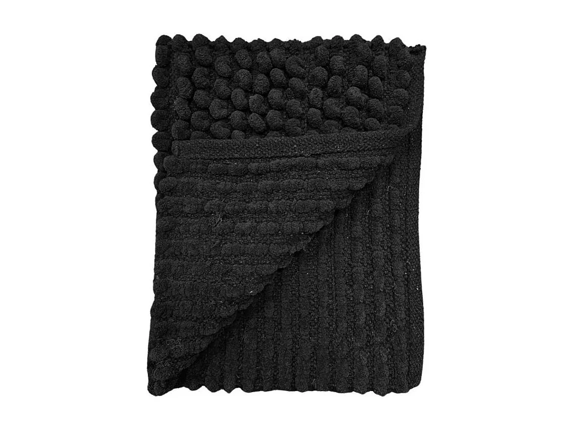 Lot 2 tapis de salle de bain 40x60 cm pompon gris anthracite - MARIE