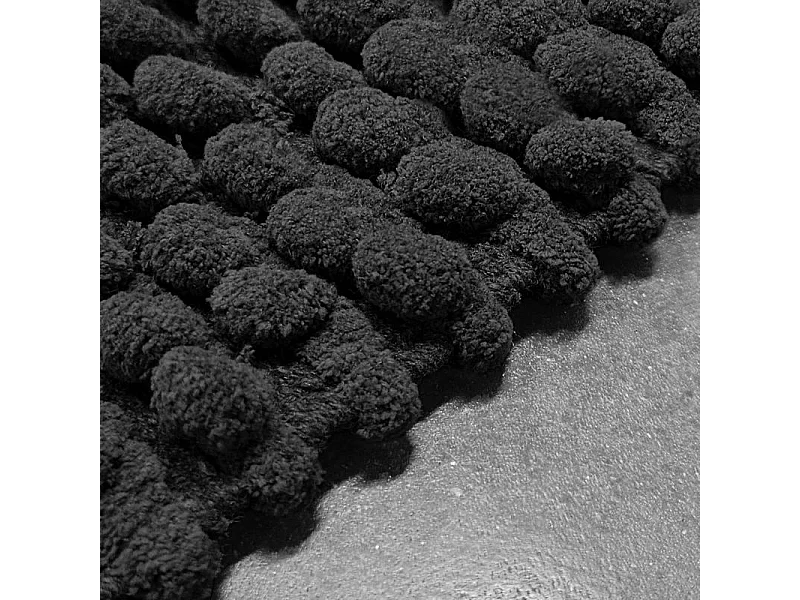 Lot 2 tapis de salle de bain 40x60 cm pompon gris anthracite - MARIE