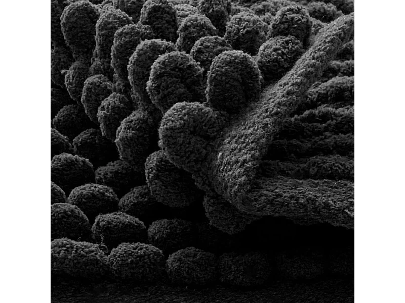 Lot 2 tapis de salle de bain 40x60 cm pompon gris anthracite - MARIE