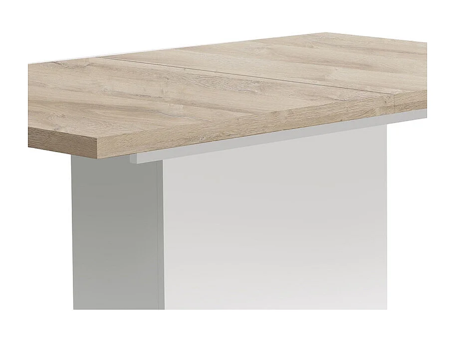 Table extensible 160 à 200 cm blanc mat et décor bois clair - LEANE