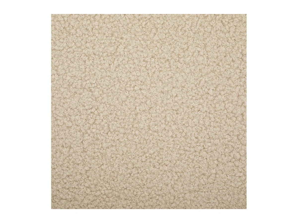 Chaise Fauteuil de table tissus Ivoire à bouclettes et pieds en métal Noir