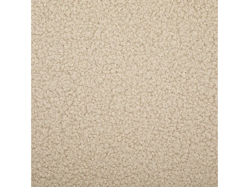 Chaise Fauteuil de table tissus Ivoire à bouclettes et pieds en métal Noir