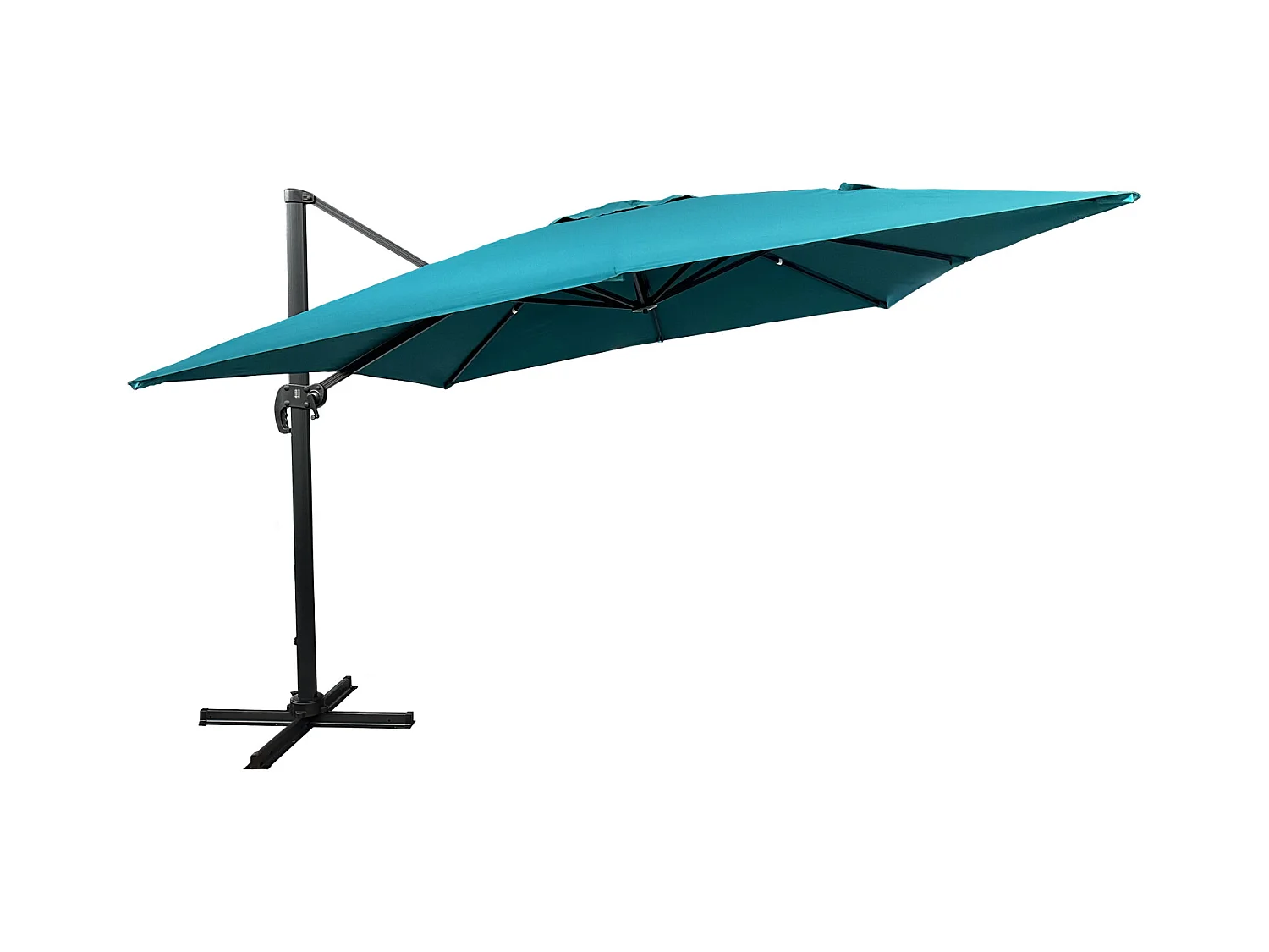 Parasol déporté MOLOKAI carré 3x3m bleu + housse - HAPPY GARDEN