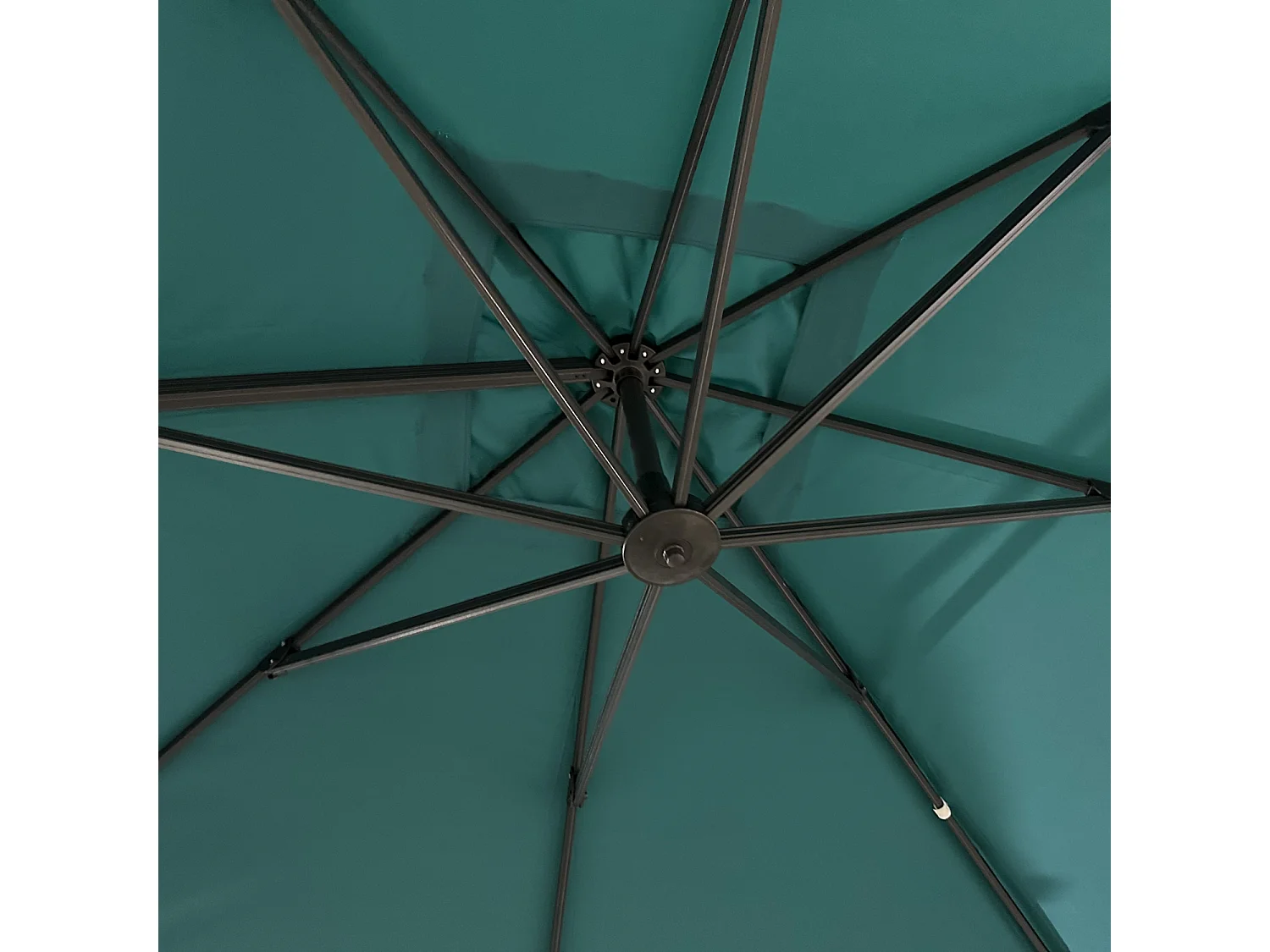 Parasol déporté MOLOKAI carré 3x3m bleu + housse - HAPPY GARDEN