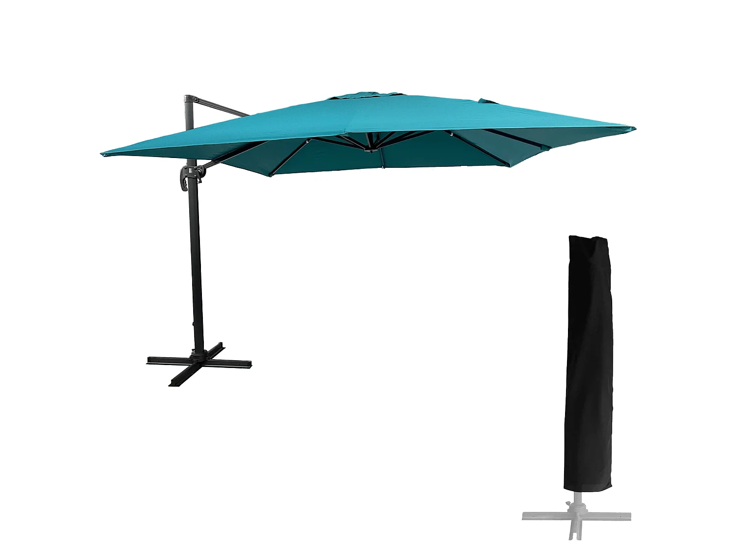 Offset parasol MOLOKAI vierkant 3x3m blauw + hoes
