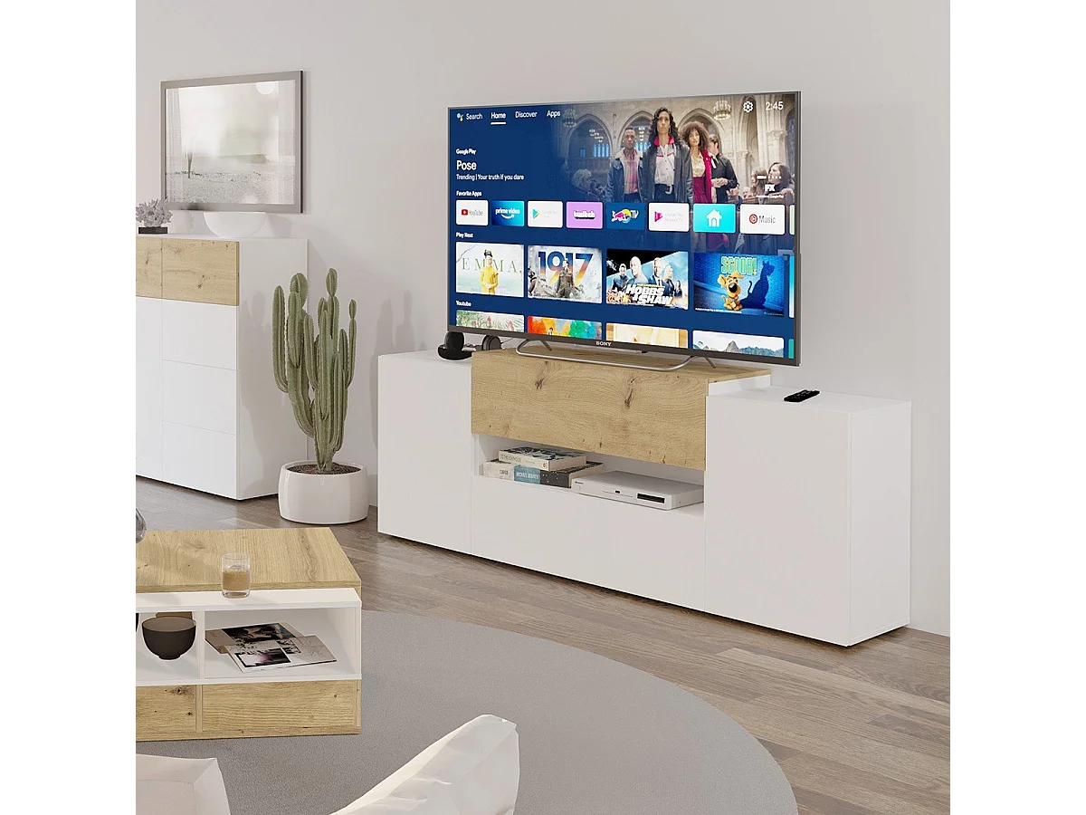 Tv-meubel 182x33x70,2 cm artisan eikenkleurig wit