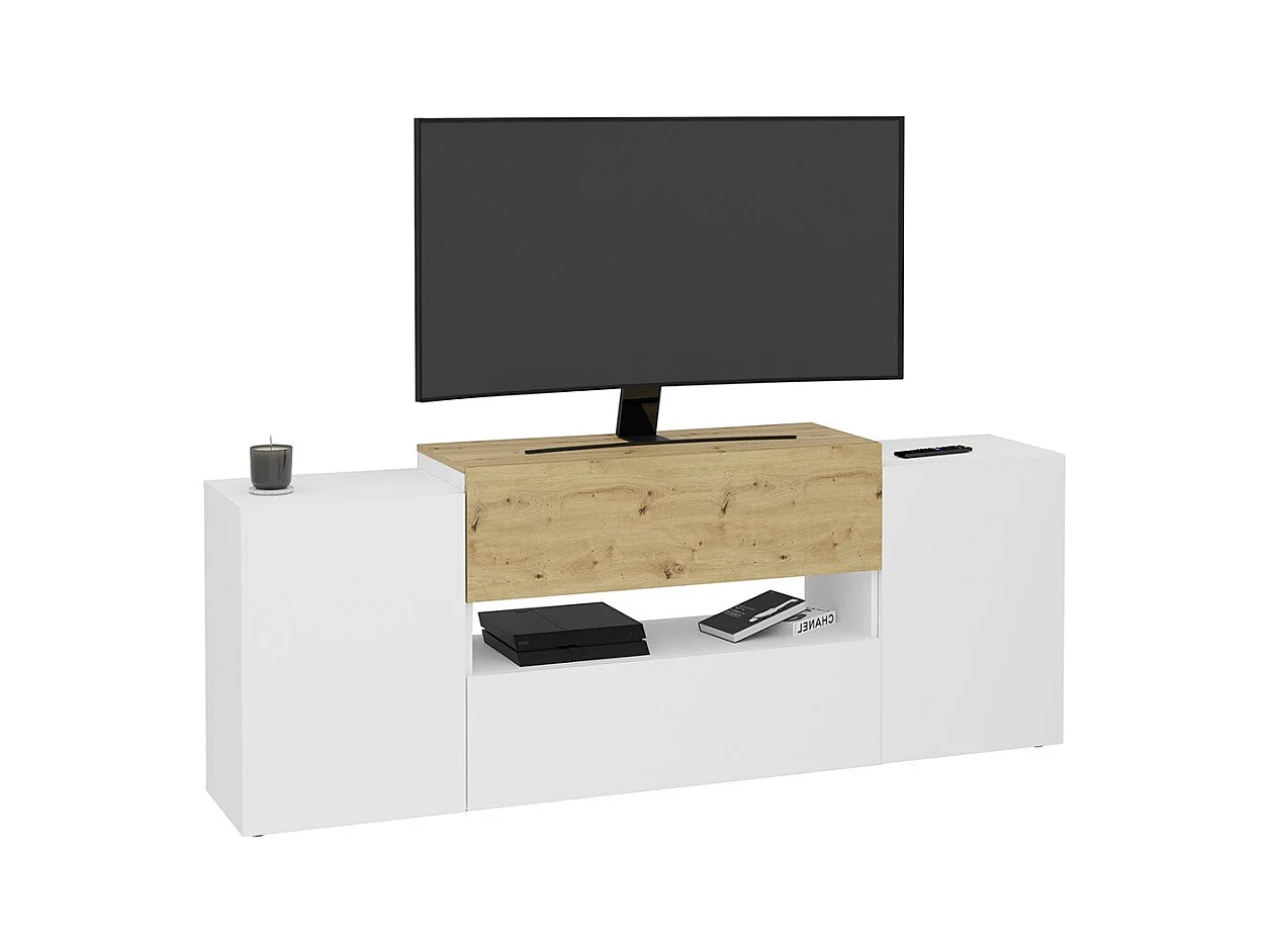 Tv-meubel 182x33x70,2 cm artisan eikenkleurig wit