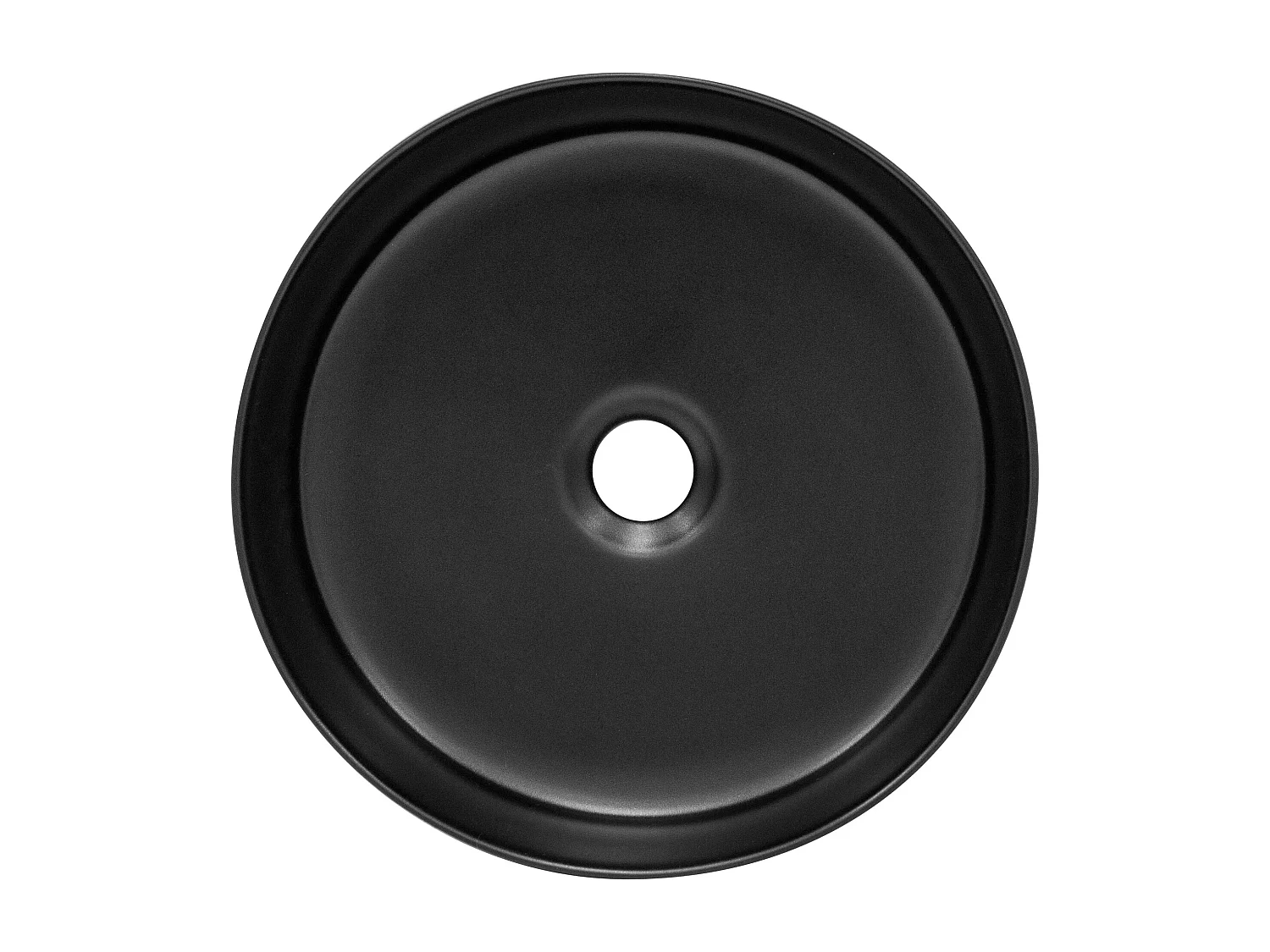 Lavabo céramique ronde noir mat avec bouchon de vidage lave-mains Ø 360 x 120 mm