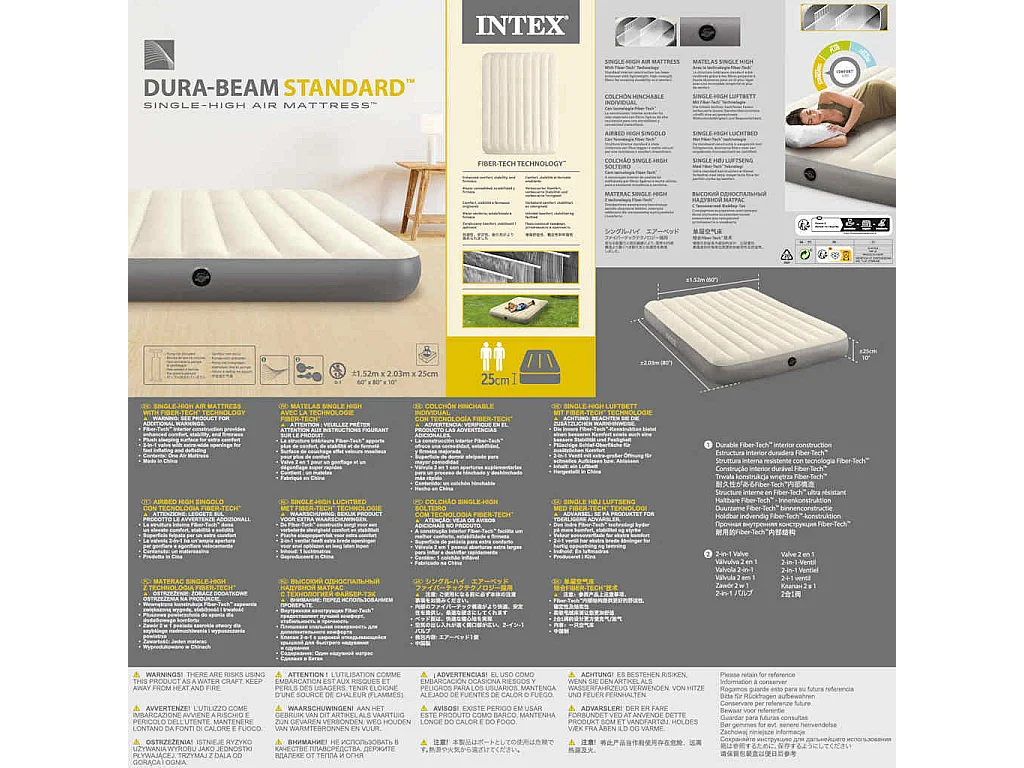 Materasso Gonfiabile Dura-Beam Standard Single-High 152x203x25cm