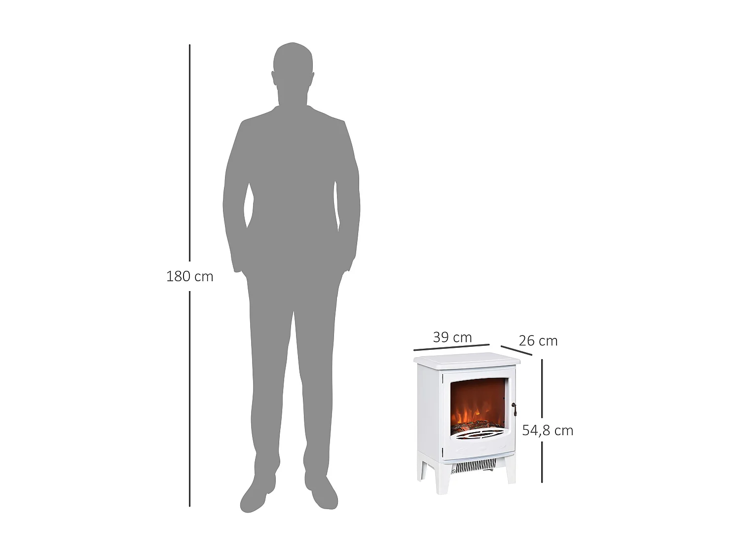 Chimenea eléctrica blanco 39x26x54.8 cm HOMCOM